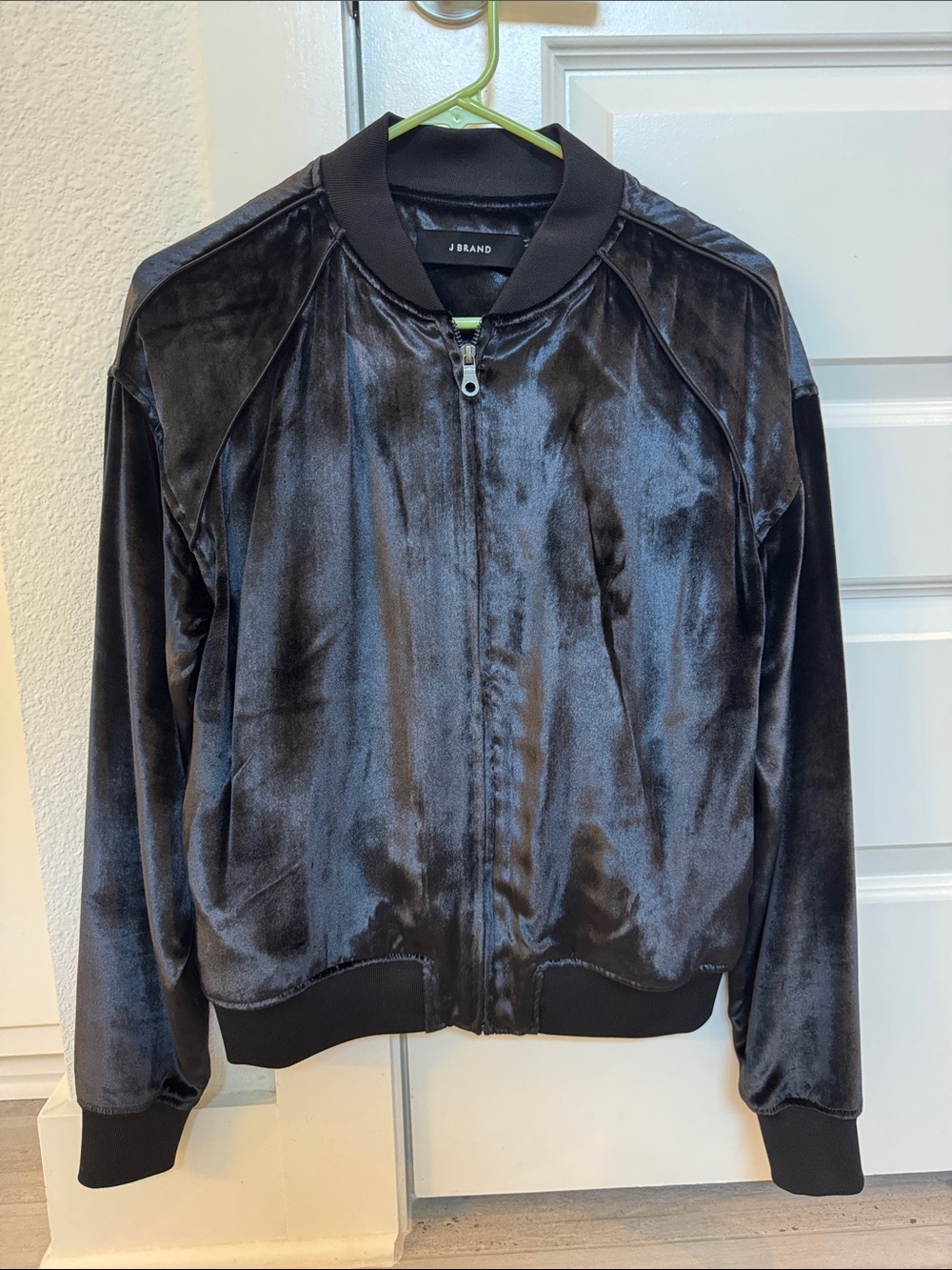 J Brand Black Velvet Bomber Jacket
